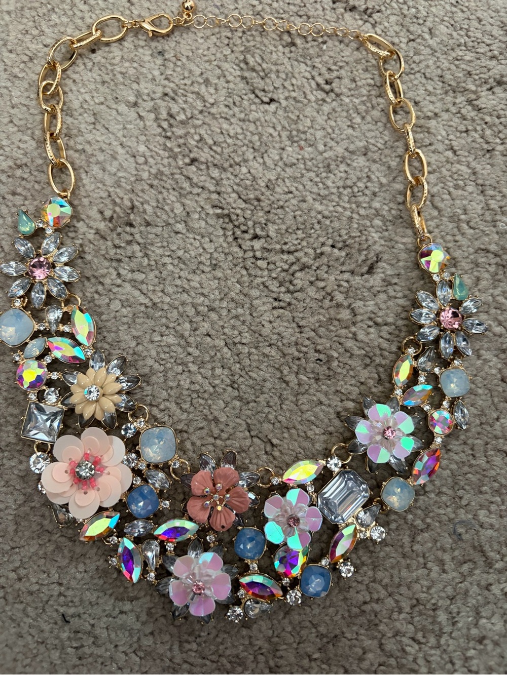 NWOT Aratta Floral  Statement Necklace with Iridescent and Pink Accents - Picture 9 of 16